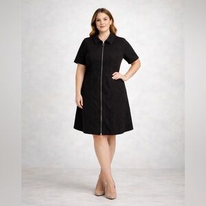 NWT Black Zip Front Dress | Size 16 | Professional & Flattering